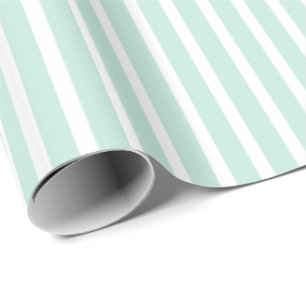Adorable Mint Green and White Striped Wrapping Paper