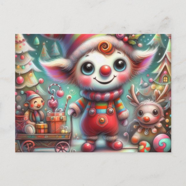 Adorable Misfit Christmas Elf Postcard (Front)