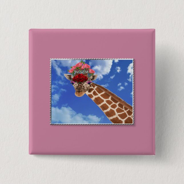 Adorable “Missy Giraffe” 15 Cm Square Badge (Front)