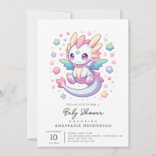 Adorable Modern Dragon Baby Shower Invitation