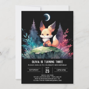 Adorable Modern Fox Birthday digital Invitation
