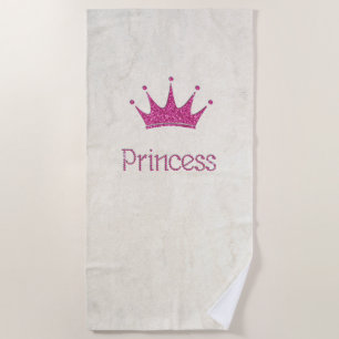 Adorable,Modern,Girly,Glitter Tiara Princess Beach Towel