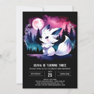 Adorable Modern Wolf Birthday Invitation