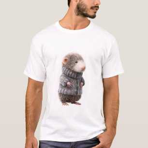 Adorable Mole in a Cosy Grey Knitted Sweater