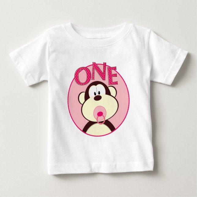 Adorable Monkey 1st Birthday T-Shirt (Front)