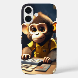 Adorable Monkey Accountant iPhone 16 Case