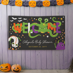 Adorable Monsters Halloween Baby Shower Welcome Banner