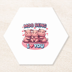 Adorable Moo-Deng Baby Pigmy Hippo Design Long Sle Paper Coaster