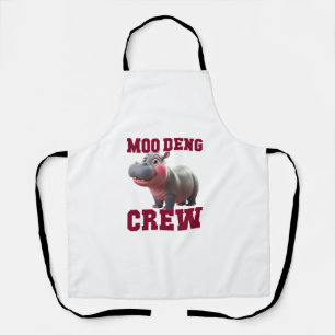 Adorable MOO DENG CREW Baby Hippo Squad Lunch Lady Apron