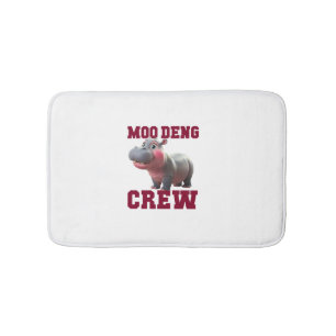 Adorable MOO DENG CREW Baby Hippo Squad Lunch Lady Bath Mat