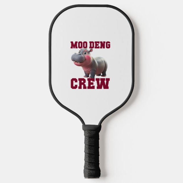 Adorable MOO DENG CREW Baby Hippo Squad Lunch Lady Pickleball Paddle (Front)
