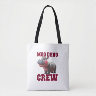 Adorable MOO DENG CREW Baby Hippo Squad Lunch Lady Tote Bag