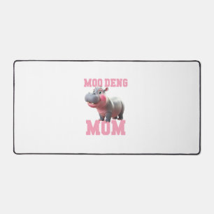 Adorable MOO DENG MOM Baby Hippo Mama Cutest Princ Desk Mat