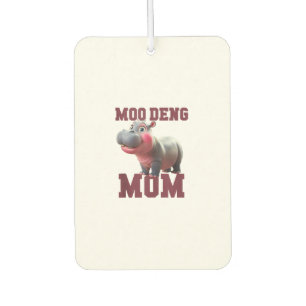 Adorable MOO DENG MOM Baby Hippo Mama Dabbing Prin Car Air Freshener
