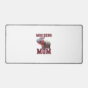 Adorable MOO DENG MOM Baby Hippo Mama Dabbing Prin Desk Mat