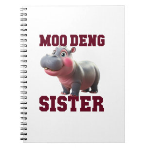 Adorable MOO DENG SISTER Baby Hippo Bestie Princes Notebook