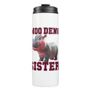 Adorable MOO DENG SISTER Baby Hippo Bestie Princes Thermal Tumbler