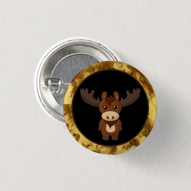 Adorable Moose Art Button (Front & Back)