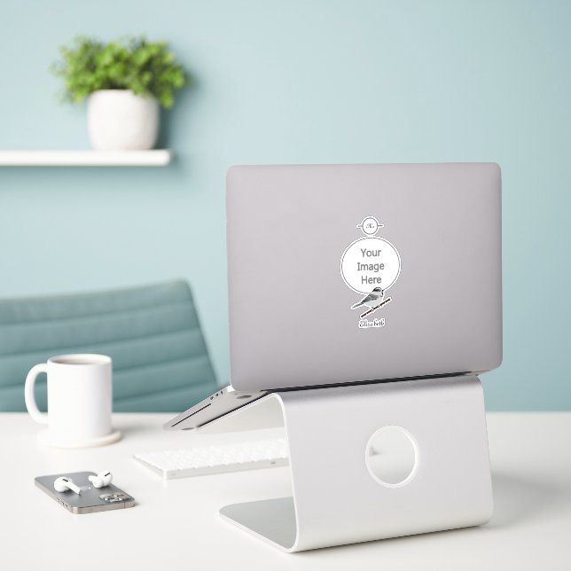 Adorable Mountain Chickadee Bird Illustrated (Laptop On Desk)