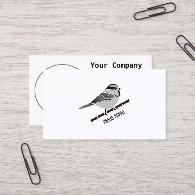 Adorable Mountain Chickadee Bird Illustrated Business Card (Front/Back In Situ)