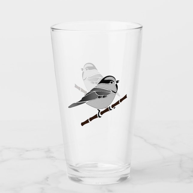 Adorable Mountain Chickadee Bird Illustrated Glass (Front)