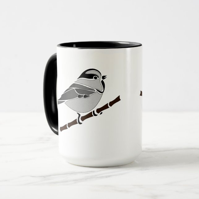 Adorable Mountain Chickadee Bird Illustrated Mug (Front Left)