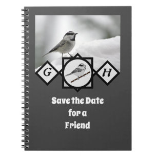 Adorable Mountain Chickadee Monogram Photo Notebook