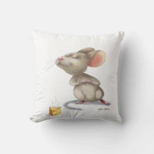 Adorable Mouse and Cheese Cartoon Cushion