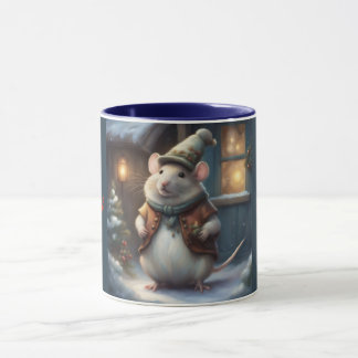 Adorable Mouse in an elf costume Merry Christmas Mug