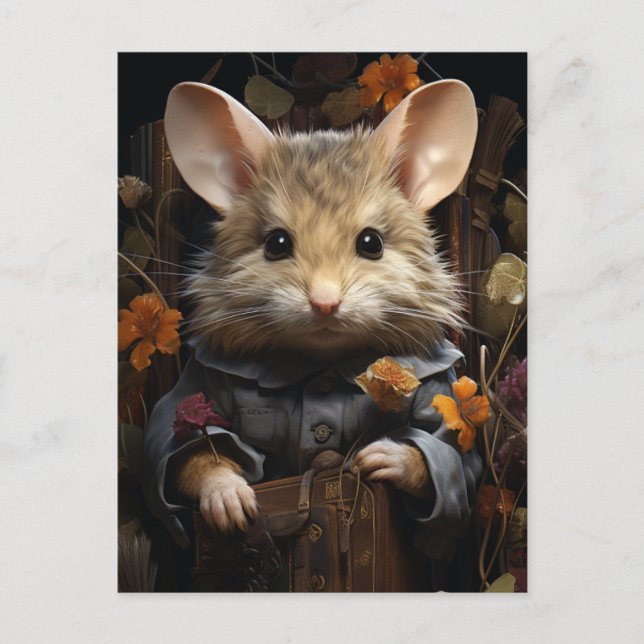 Adorable Mouse in Human Clothes Postcard (Front)