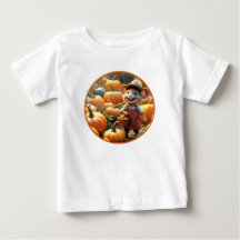Adorable Mouse with Autumn Pumpkins Shirt
