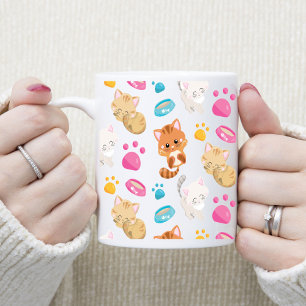 Adorable Multicolor Cartoon Style Cats Paw Prints Coffee Mug