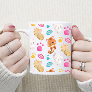 Adorable Multicolor Cartoon Style Cats Paw Prints Coffee Mug