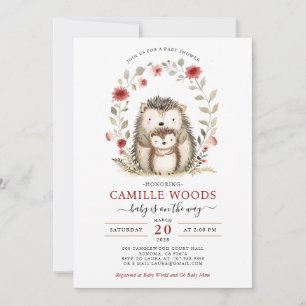 Adorable Mum And Baby Hedgehog Baby Shower Invitation