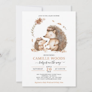 Adorable Mum And Baby Hedgehog Baby Shower Invitation
