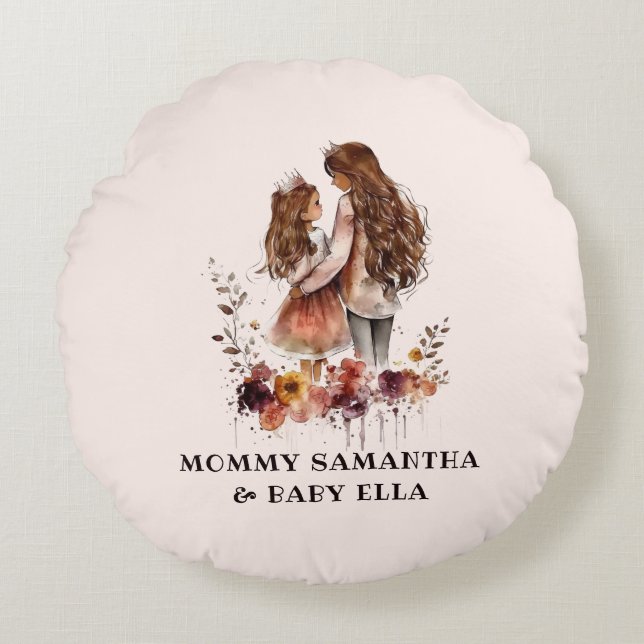 Adorable Mum and Daughter Bond (10) Round Cushion (Front)
