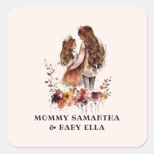 Adorable Mum and Daughter Bond (10) Square Sticker