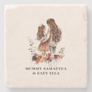 Adorable Mum and Daughter Bond (10) Stone Coaster