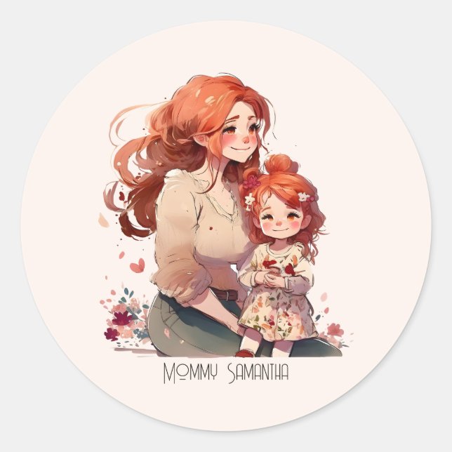 Adorable Mum and Daughter Bond (13) Classic Round Sticker (Front)