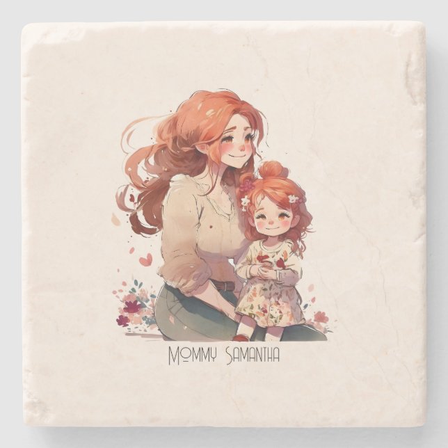 Adorable Mum and Daughter Bond (13) Stone Coaster (Front)