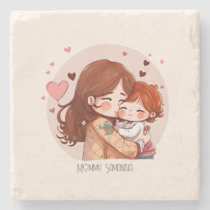 Adorable Mum and Daughter Bond (14) Stone Coaster