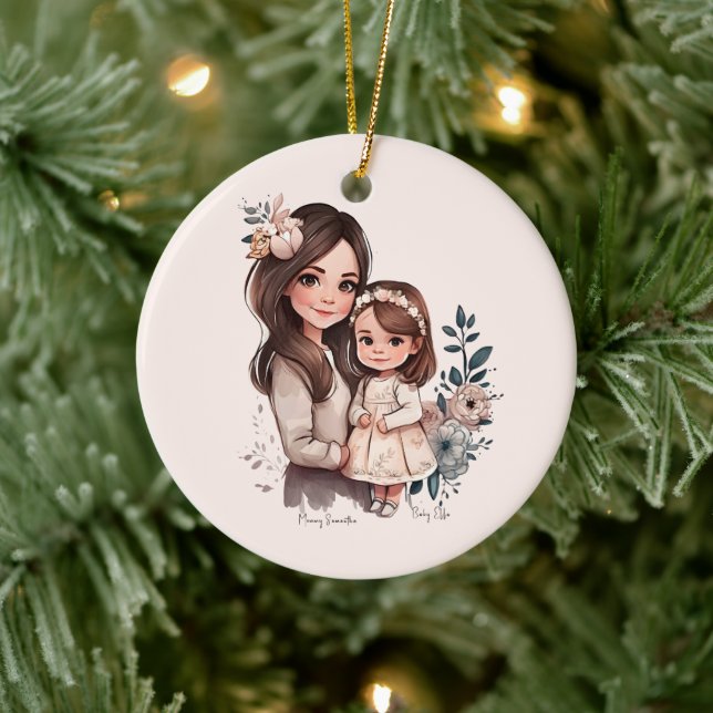 Adorable Mum and Daughter Bond (3) Ceramic Tree Decoration (Tree)