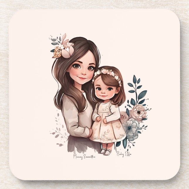 Adorable Mum and Daughter Bond (3) Coaster (Front)