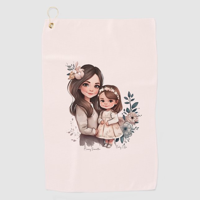 Adorable Mum and Daughter Bond (3) Golf Towel (Front)