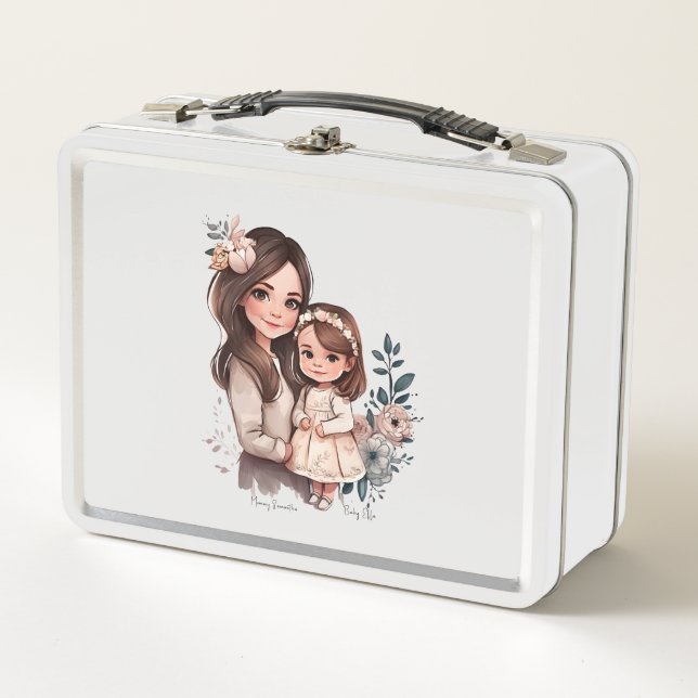 Adorable Mum and Daughter Bond (3) Metal Lunch Box (Front)