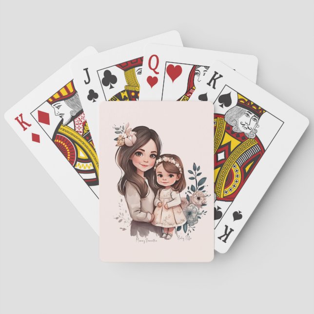 Adorable Mum and Daughter Bond (3) Playing Cards (Back)