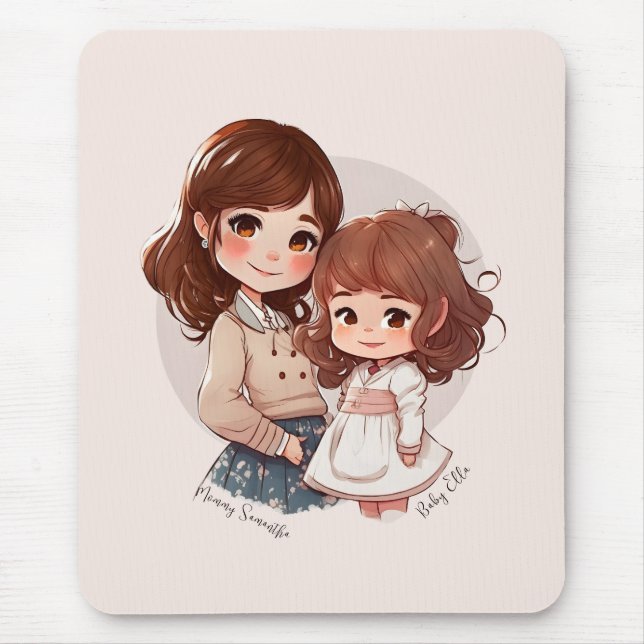 Adorable Mum and Daughter Bond (4) Mouse Mat (Front)