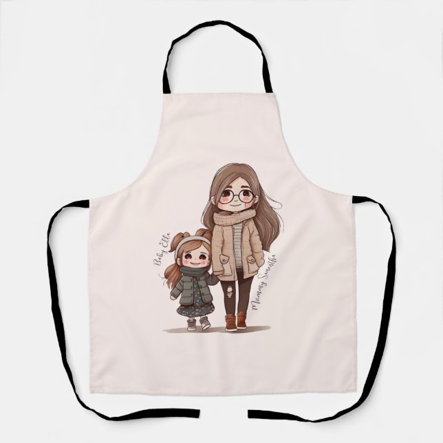 Adorable Mum and Daughter Bond (5) Apron (Front)