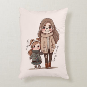 Adorable Mum and Daughter Bond (5) Decorative Cushion