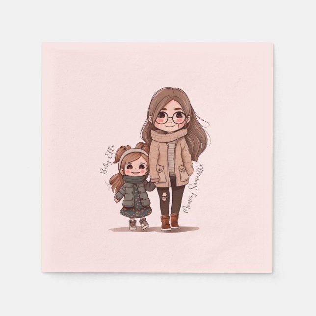 Adorable Mum and Daughter Bond (5) Napkin (Front)